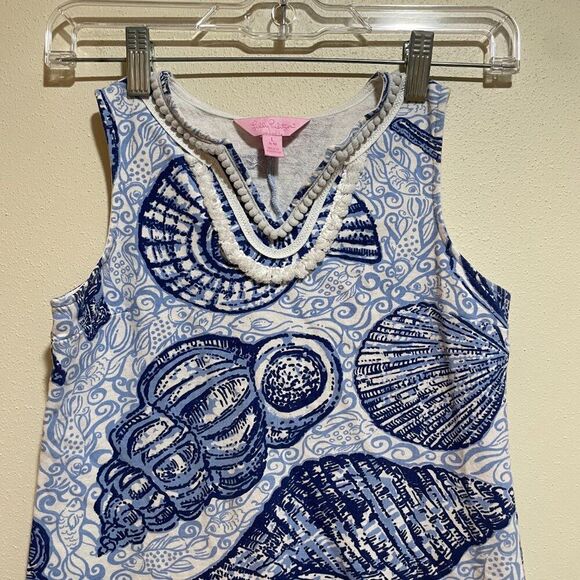 Lilly Pulitzer Girls L Mini Harper Shift Dress Blue Peri Pop Up Stuffed Shells - Picture 3 of 10